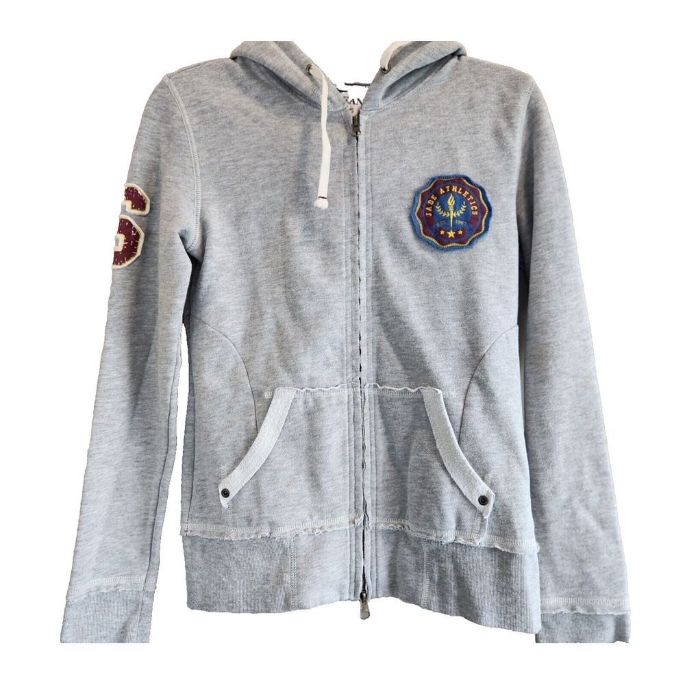 Jade Jeans‎ Womens Full Zip Gray Hoodie Medium Y2K Vintage Decorative Patches - Picture 4 of 6
